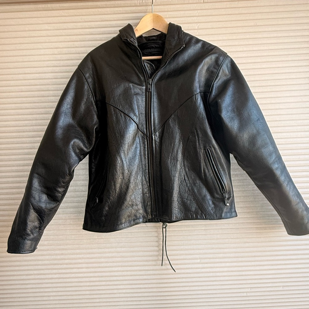 Hudson Leather Black Thermal Insulated Motorcycle Jacket  XL Vintage